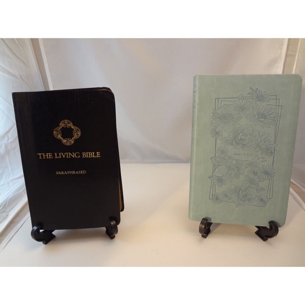 New - NLT Large Print Premium Value Thinline Bible Leather & Used Bible-Lot of 2